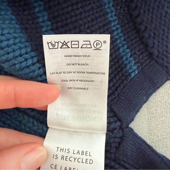 Outerknown Lost Horizon Crewneck Sweater Deep Sea Horizon Stripe Size XL Alpaca - Picture 7 of 8